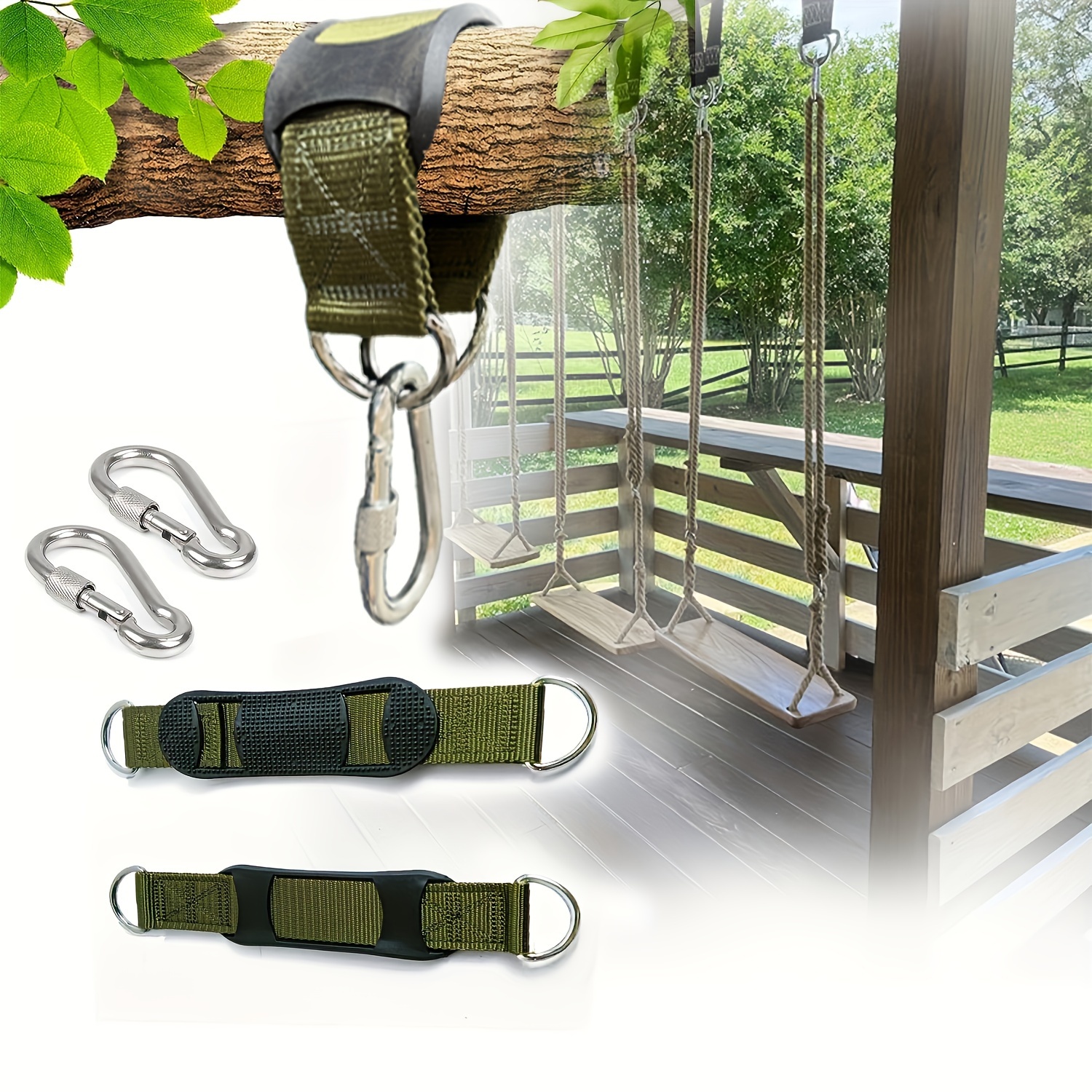 Tree Swing Hanging Rope with Clip Nylon Strong Bearing Swing Extension Rope