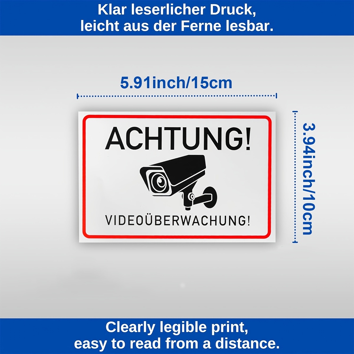 Image of 6pcs Video Surveillance Stickers, To , Office Entrances, Mailboxes, Windows, Garages, Door Signs, And More, 5.91x3.94 Inches