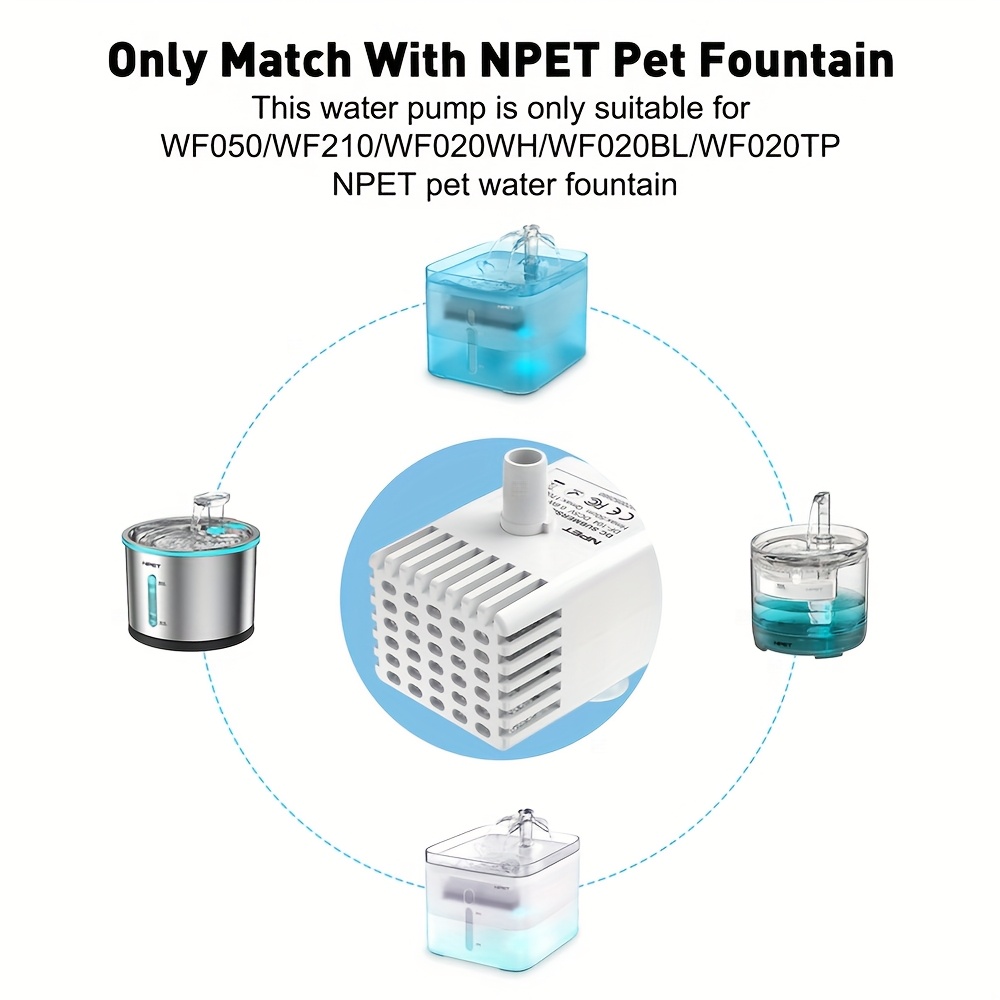 TEMU Npet Replacement Pump With Led Light & Filter For Wf210/wf020/wf050 Cat Water Fountains - Usb-powered, , Filtration, , Highquality Pet Products, Cat Water Fountain Automatic