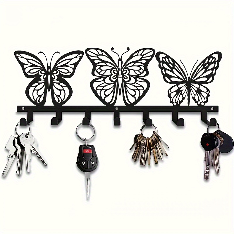 

Chic Wall Key Holder - 7-hook Metal Organizer For Keys, Towels & More - For Living Room, Porch, Office