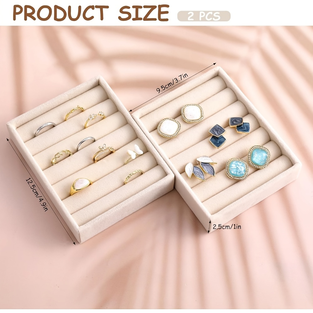 4pcs Ring Display Stand & Jewelry Tray Holder Set