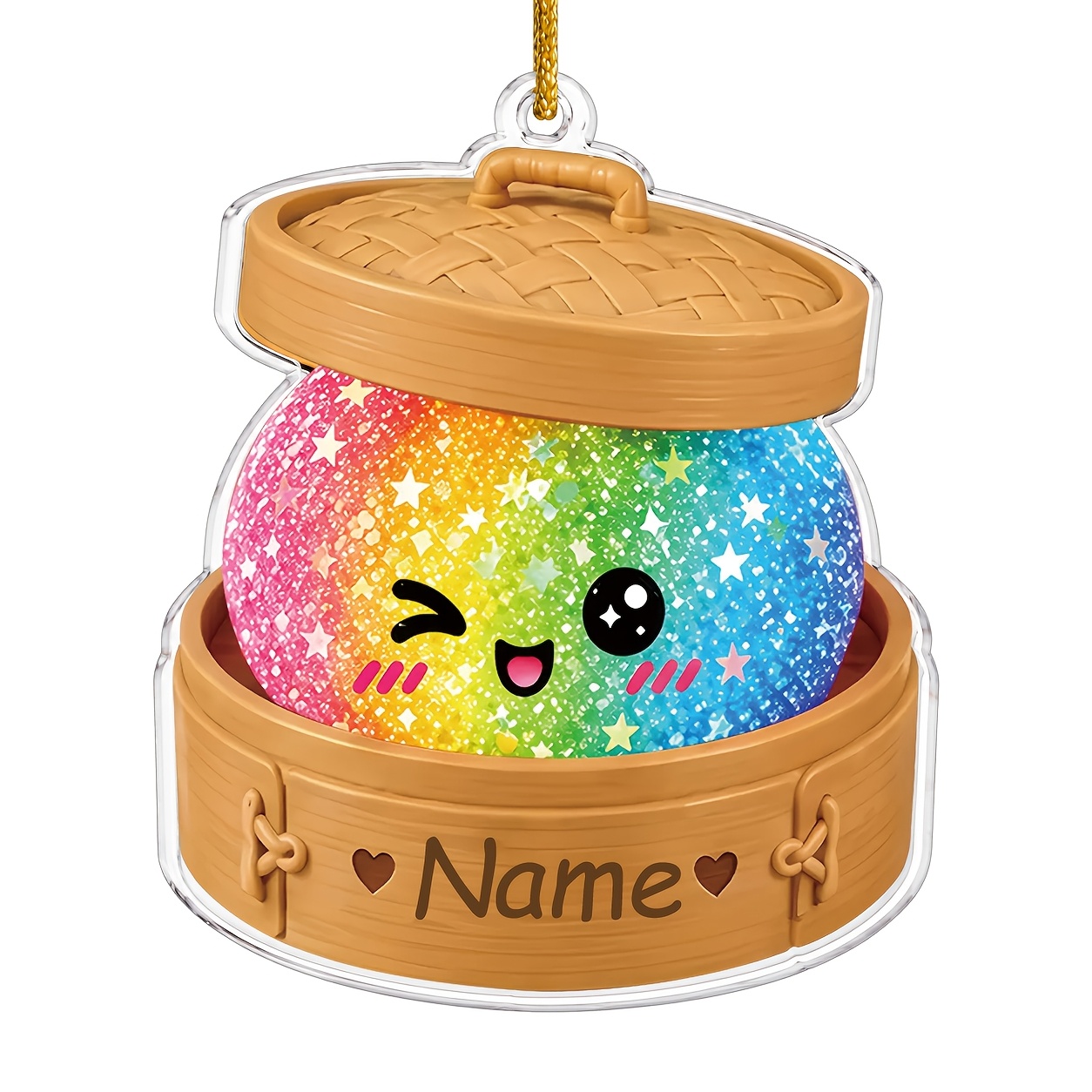 TEMU 2D Flach, personalisiertes Namensschild, personalisiertes Glitzer-Knödel-Acryl-Ornament, niedlicher und weicher Namens-Erinnerungsstück,
