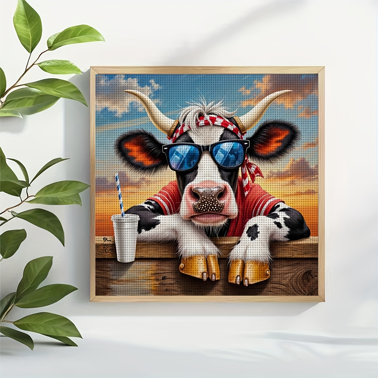 Printed DIY Cross Stitch Kit with Cow Design