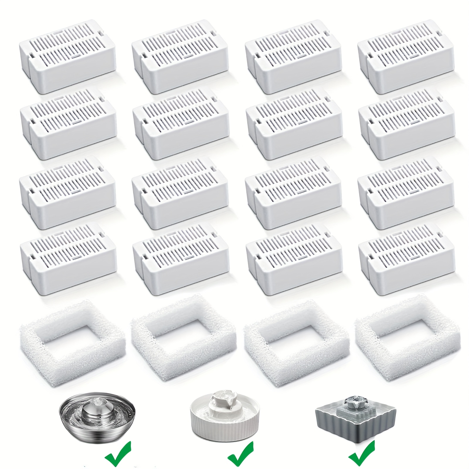 TEMU Cat Water Fountain Replacement Filters, 8 Pack Cat Fountain Filters And 2 Pack Foam Filters Or 16 Pack Cat Fountain Filters And 4 Pack Foam
