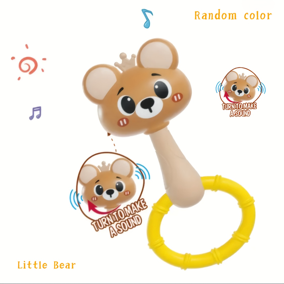Image of Toys In , Learning Toys, Cute Rattle And Bell, Colorful Animal Handheld Rattles, Sensory Buzzers For Babies, Which Help Motor Skills And Hand-eye Coordination.random Color
