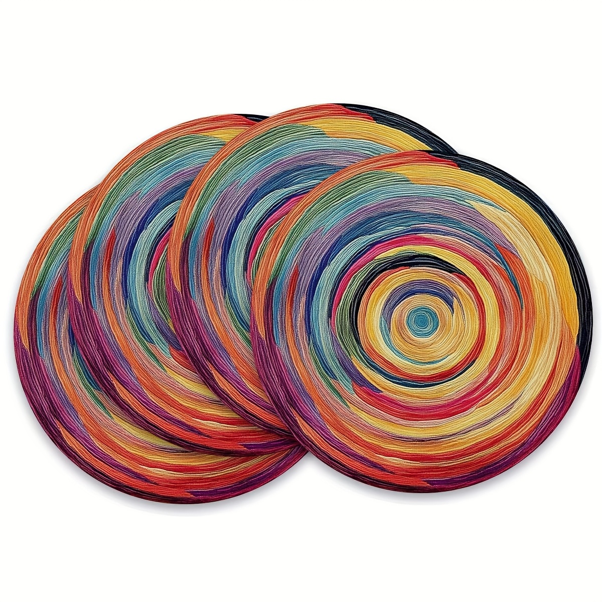 TEMU 4pcs Pattern Round Placemats, 15 Inch Washable Heat-resistant Table Mats, Placemats Set Of 4 Decorative Table Round Placemat, Ideal For Dining