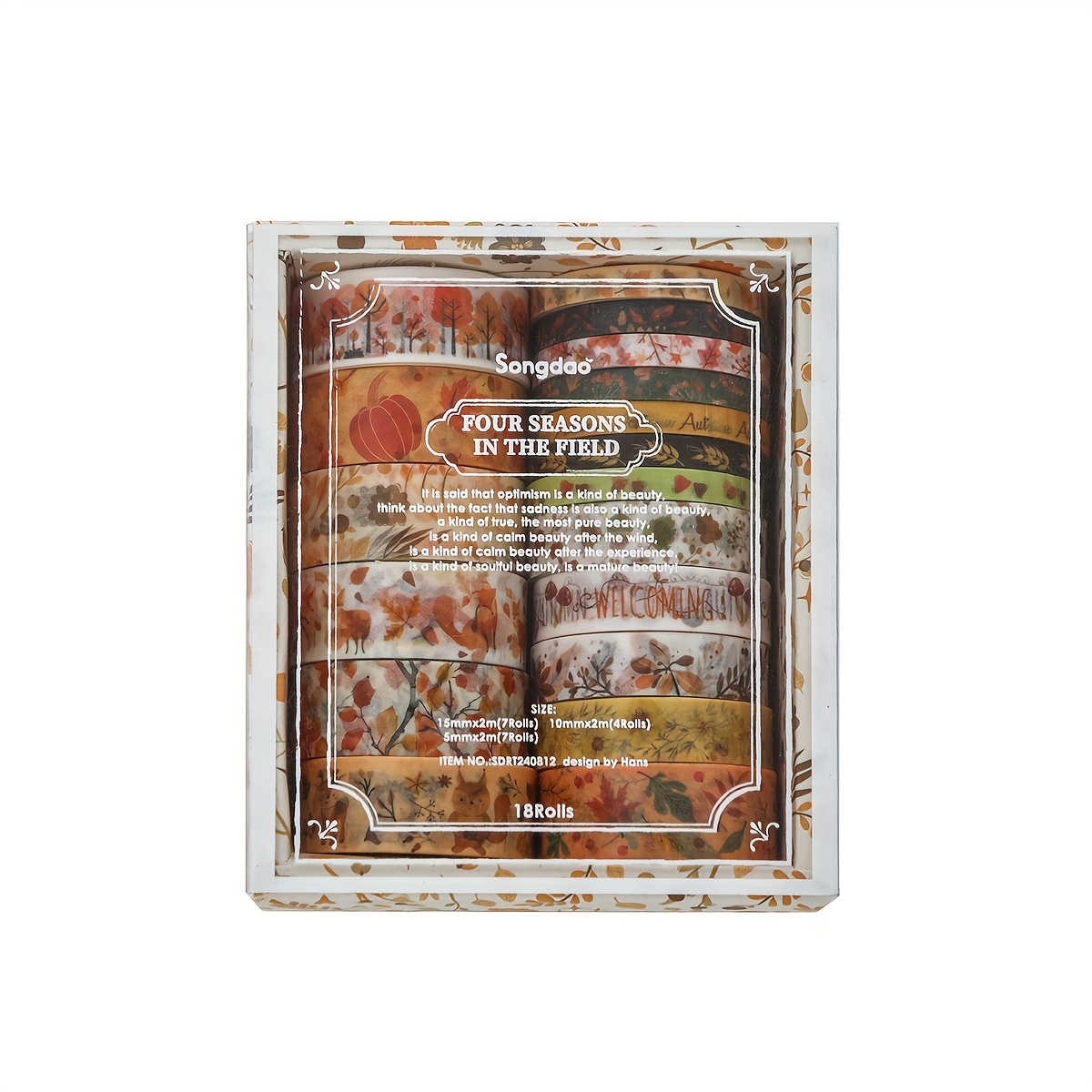 E-shop 18 Rollen Washi-Klebeband der Vier-Jahreszeiten Pflanzen- und Tier-Serie, leicht zu reißen, verschiedene Farben, geeignet für die Dekoration von