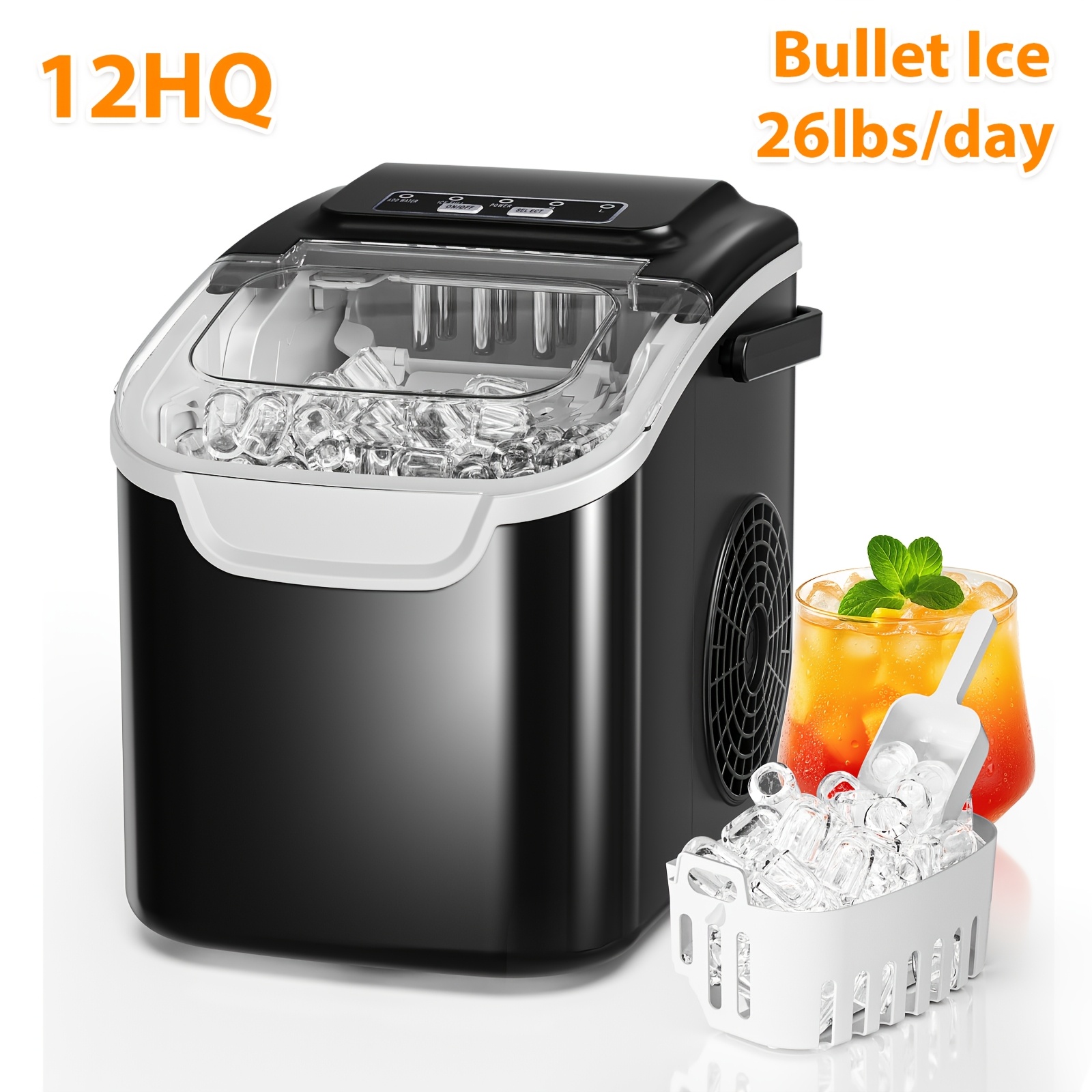 TEMU 26lbs/day, 35lbs/day Ice Maker Countertop Ice Maker With Ice, Portable Ice Maker With Ice Scoop, Self-cleaning, Ice/ Ice, One-button Operation,