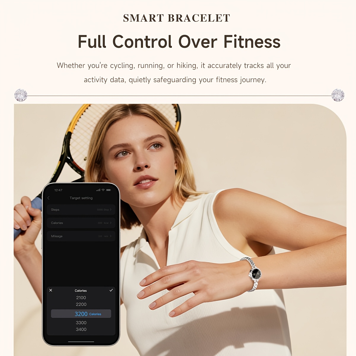Women's Elegant Alloy Smart Bracelet, Activity Tracking