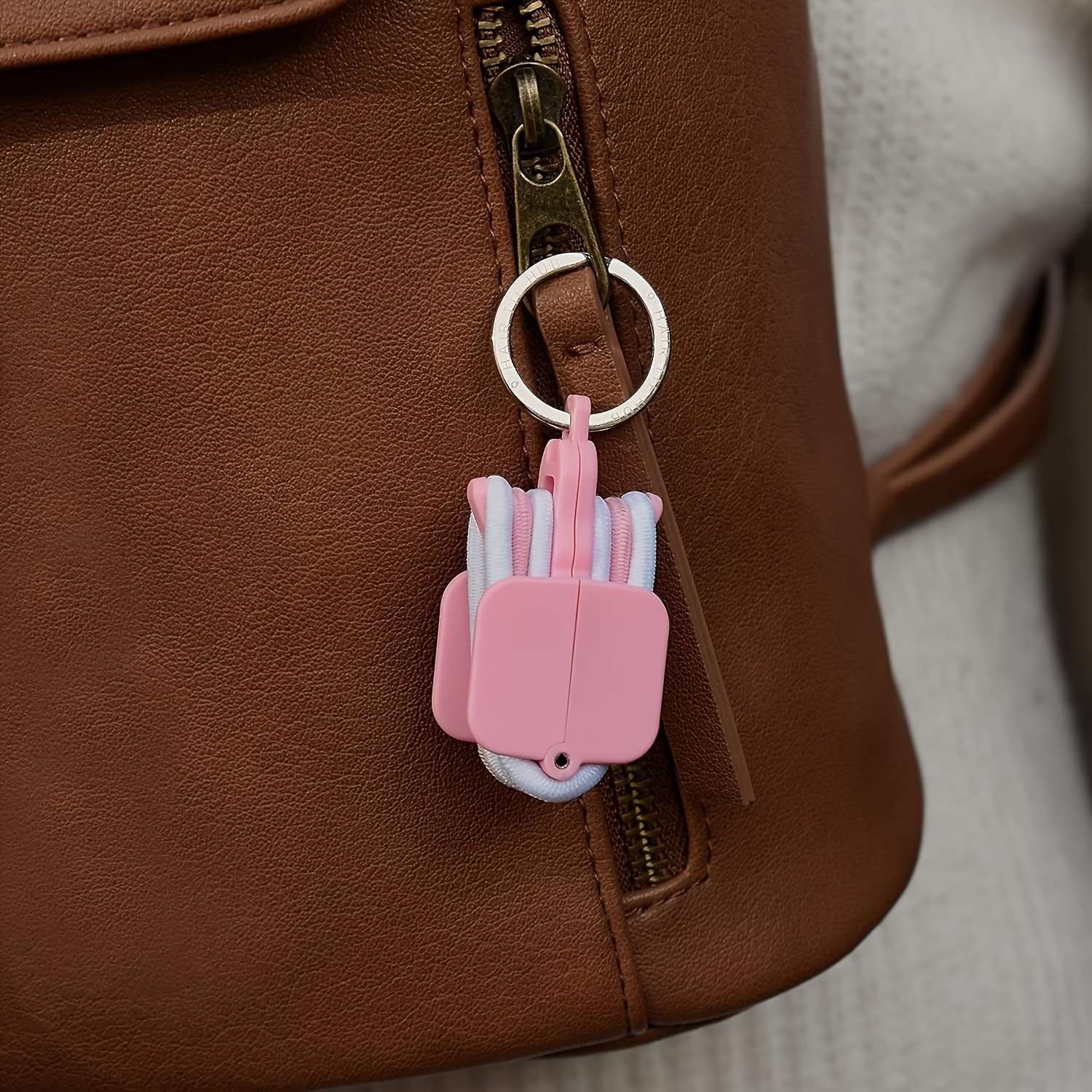 

Portable Hair Tie Holder, A Storage Rack For Hair Ties That Hung On Handbags, Includes 3 Hair Ties.