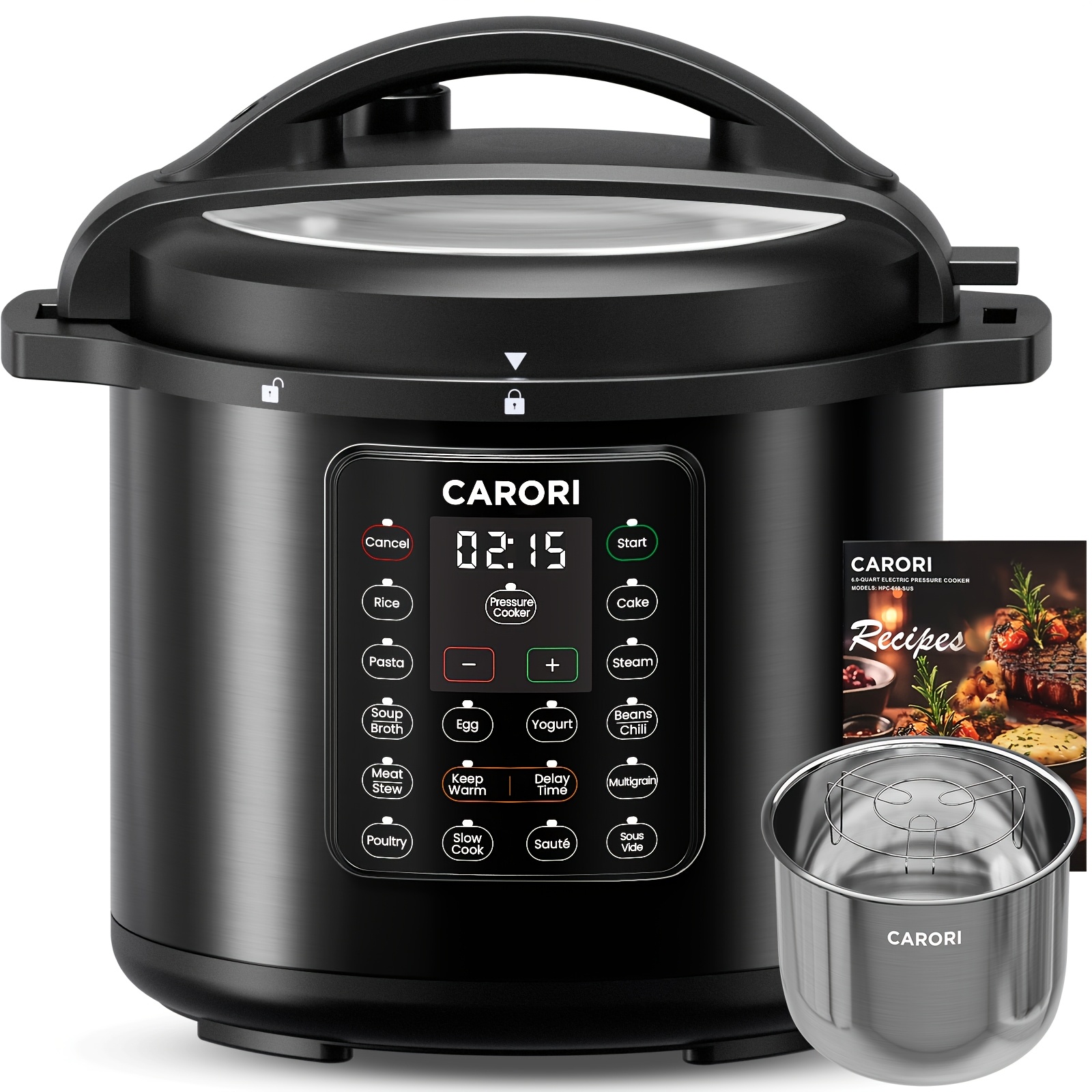 TEMU 1200w 12-in-1 Electric Pressure Cooker 8quart, Stainless Steel Pressure Cooker, Slow Cooker Rice Cooker Steamer SautÃ©, Yogurt Maker, Warmer &