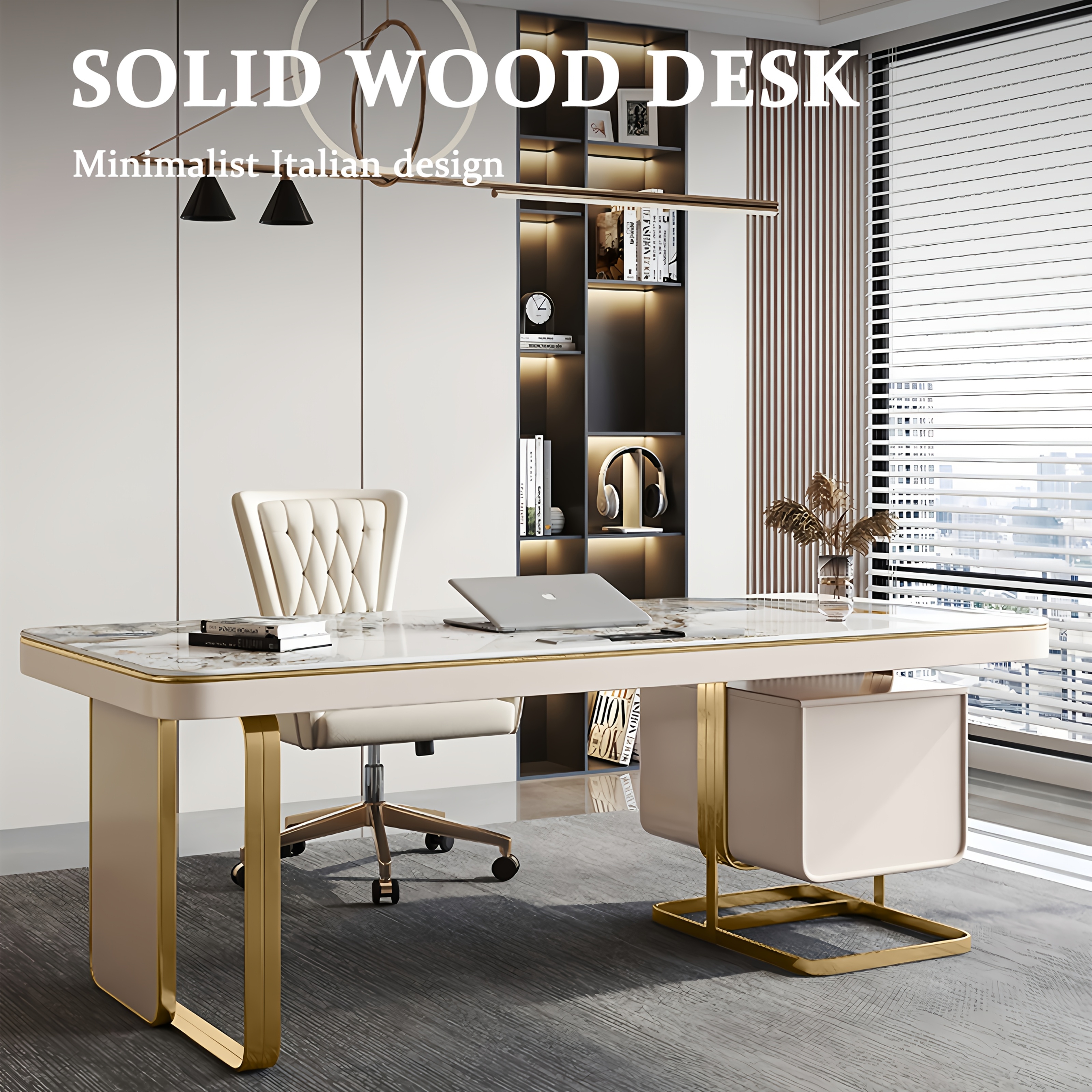 luxury   desk with   modern minimalist writing table suitable for home office study room bedroom marble tabletop   assembly space saving for small spaces   Product details 6