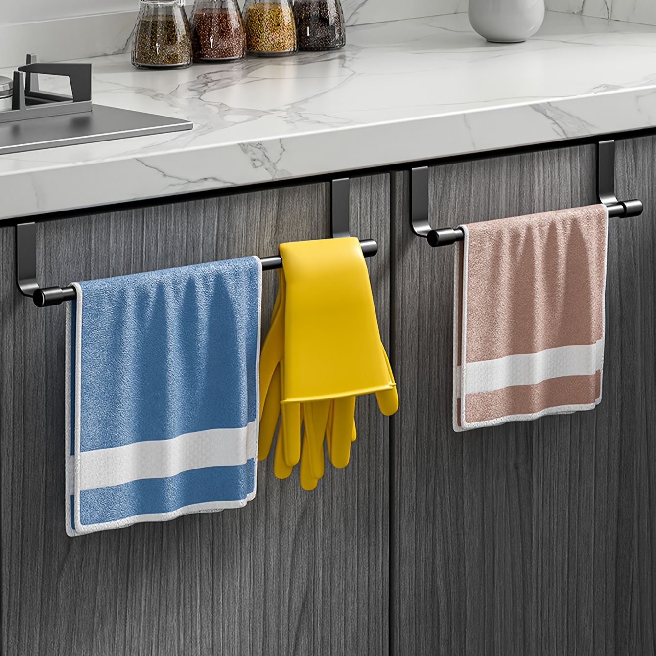 Kitchen Cabinet Towel Rack, Wall Mounted Dishcloth Storage