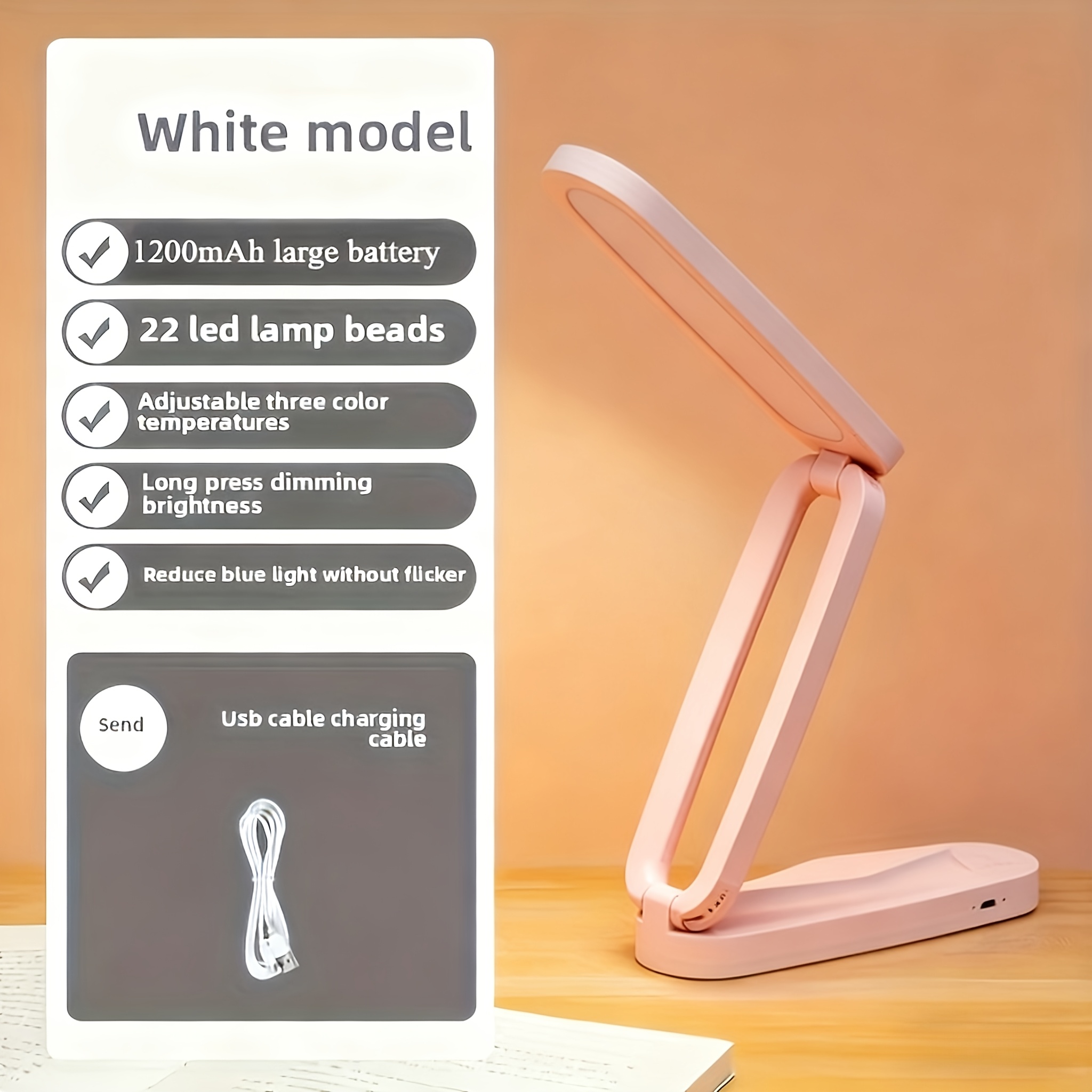 rechargeable led folding desk lamp a rechargeable   design for easy portability featuring three adjustable brightness levels a small book reading light with 3 brightness color options rechargeable and dimmable an eye protection study
