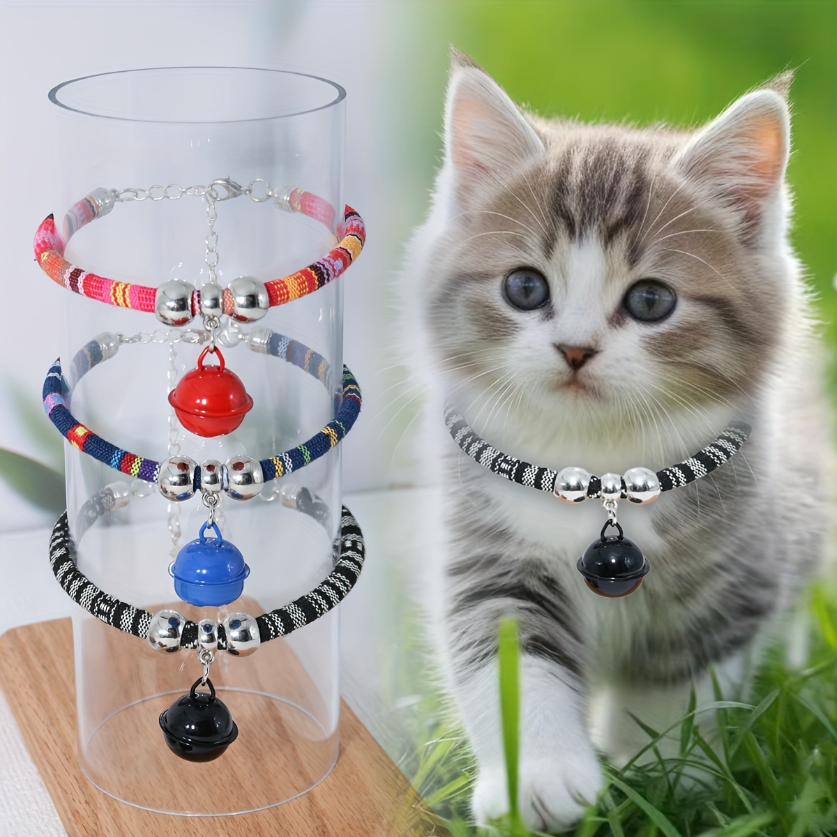 

Collier pour Animaux de Compagnie Collier pour Chat Coloré Style Ethnique Collier pour Chat Collier pour Chien Ajustable Collier pour Chat avec Clochette