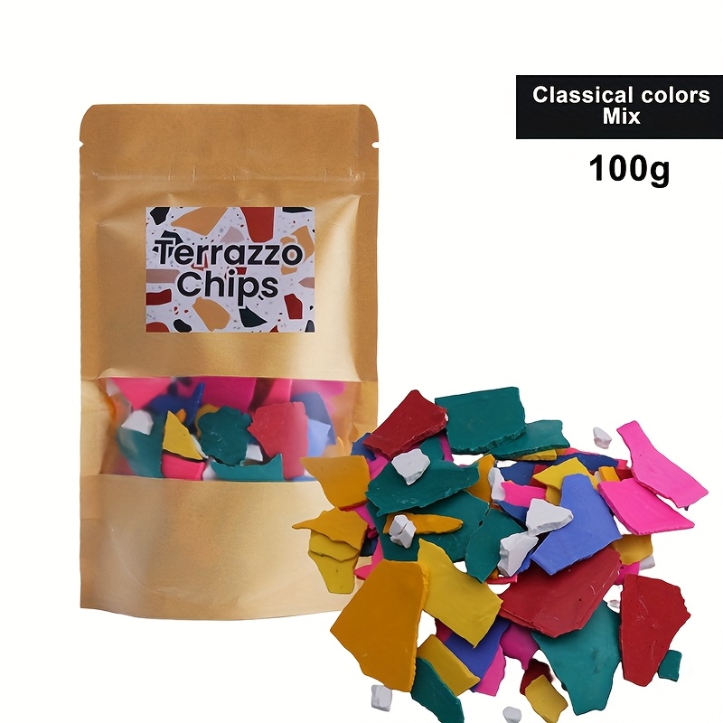 TEMU 100g/3.53oz Terrazzo Chips | Fluorescerende & Klassieke Terrazzo Chips voor Knutselen - Geen Kleurverschuiving, Behoudt Scherpe Echte Kleuren,
