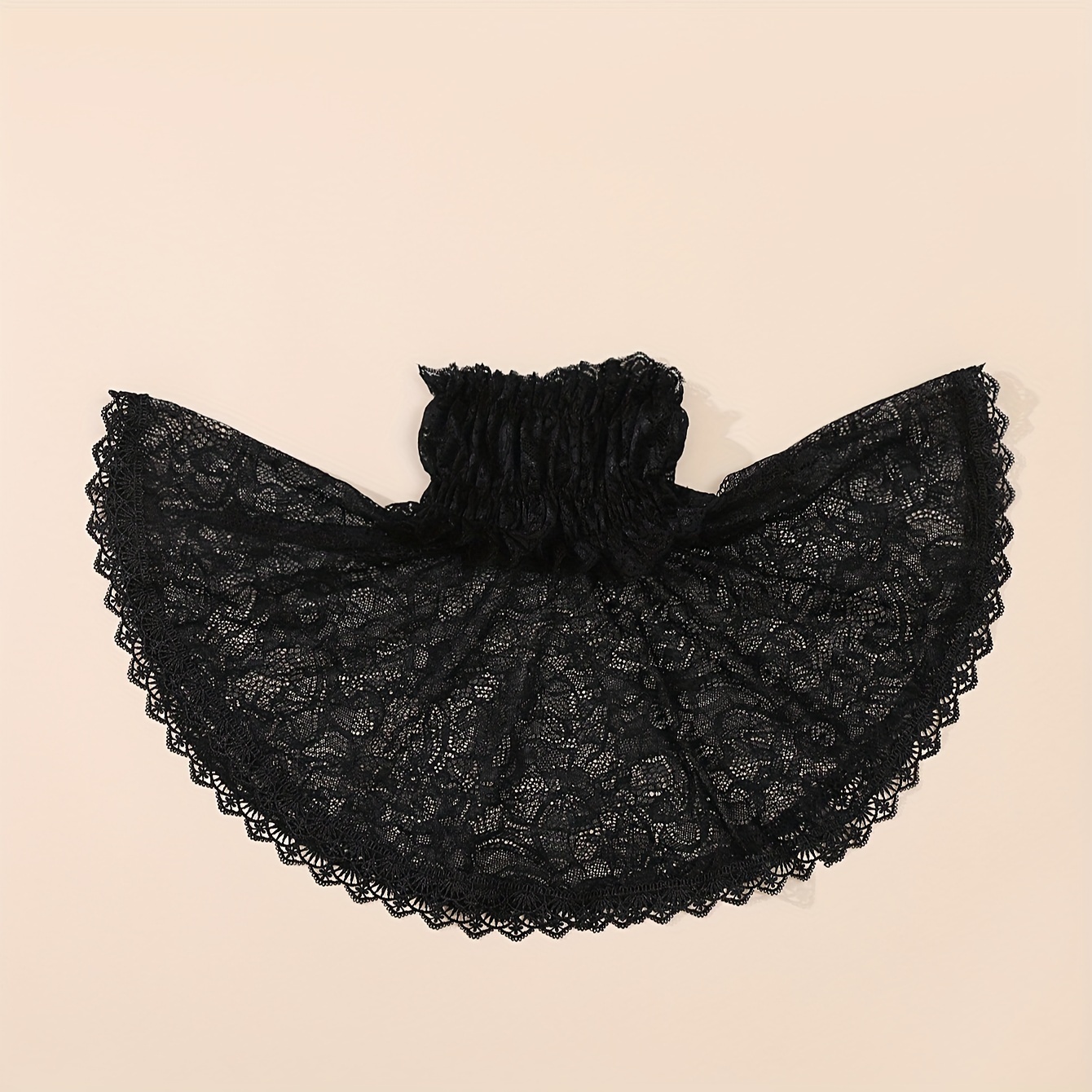 elegant black lace cape tie front hollow floral pattern - Temu elegant black lace cape tie front hollow floral pattern - Temu