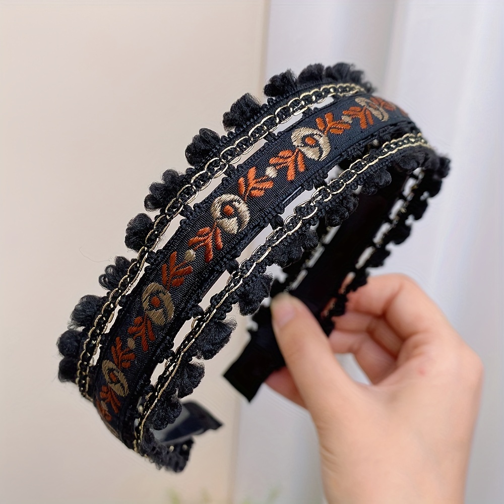 Bohemian Embroidered Headband Wide Headband Retro Style Headdress Elegant Hair Band Hair Additions For Women And, Versatile For Going Out