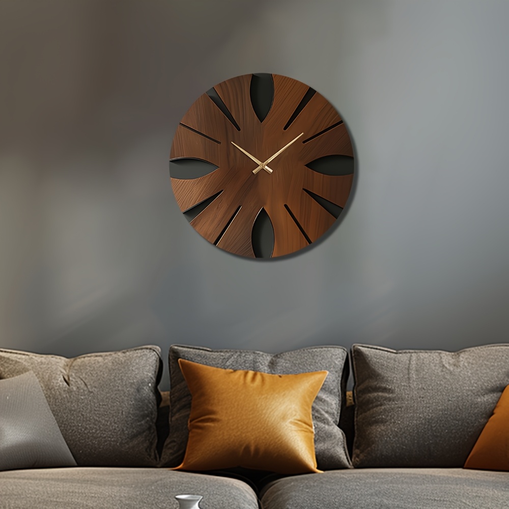 Decorative Wooden Round Wall Clock Artistic Silent Clock Battery Operated Decor for Home 14 16 18 inch Vintage Wooden Clock Home Decor for Kitchen, Living Room, Bedroom, Office
