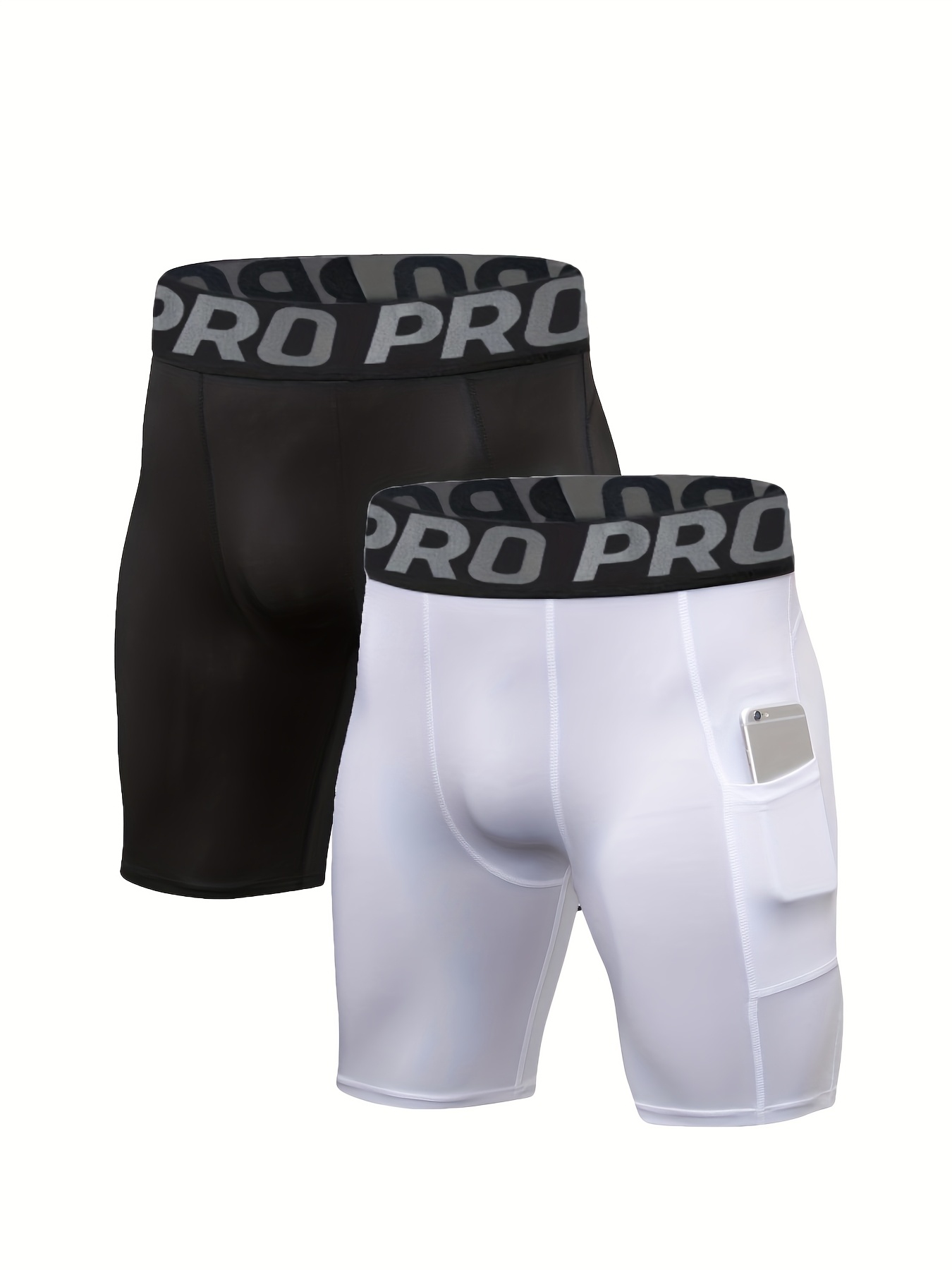 pack mens compression tights shorts pockets gym workout Temu