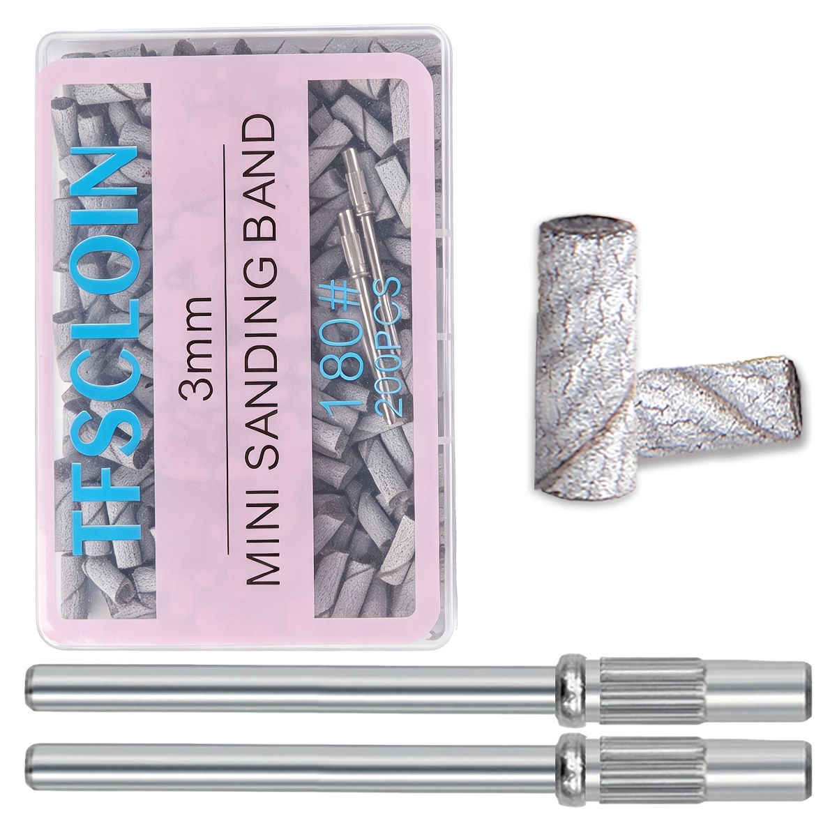 Tfscloin 200pcs Nail Sanding Bands With 2pcs Bits, Professional Grit Sanding Bands For Nail Drill, Natural Nails Polishing Cuticle Cleaning Nail Preparation Tool