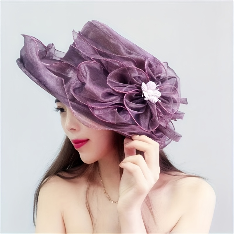 Chapeau De Soleil Pliable Florale - 2 En 1 (Chapeau + Éventail) - Pour Plage, Randonnée, Jardin - Tour De Tête 56-60cm