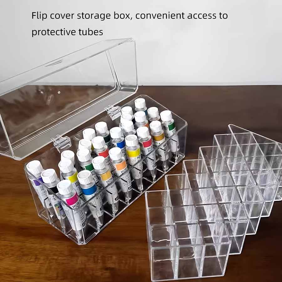 transparent plastic watercolor paint tube organizer box lid Temu
