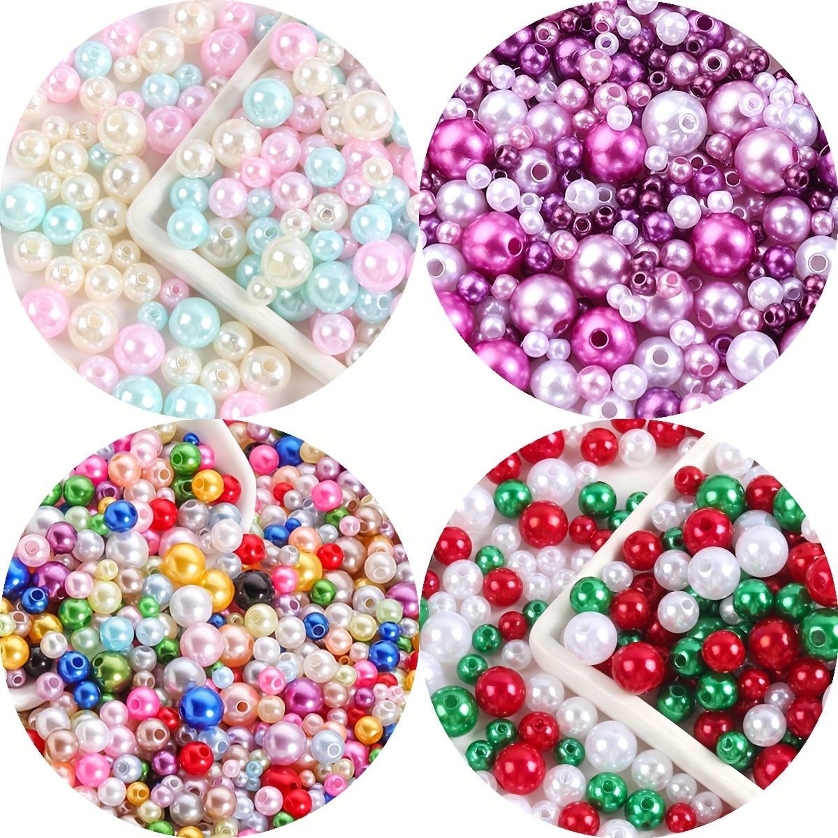 Image of 888pcs/222pcs, , 80g/20g, 3-10mm Random Colors And Random Sizes For , Trends, Cute And Trendy, Suitable For Necklaces, Bracelets, And Decorative Additions, Christmas