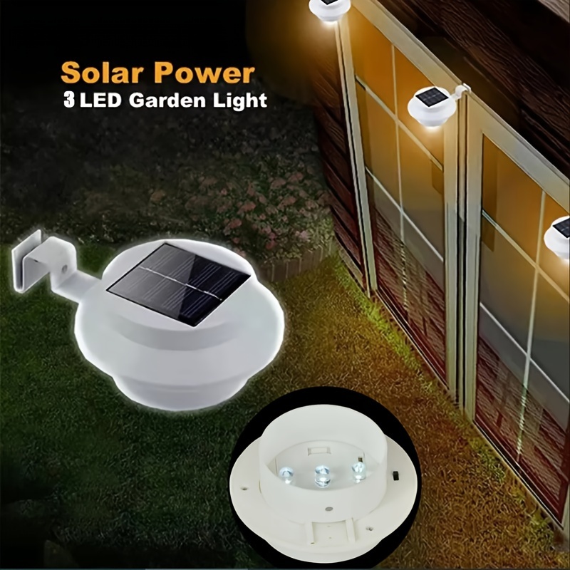 

White Solar Powered Gutter Lights Outdoor Decorative Led Fence Lamp For Lighting Railing, Outside Wall, Deck, Garden, Path, Backyard, , Yard, Patio, No Drilling Installation