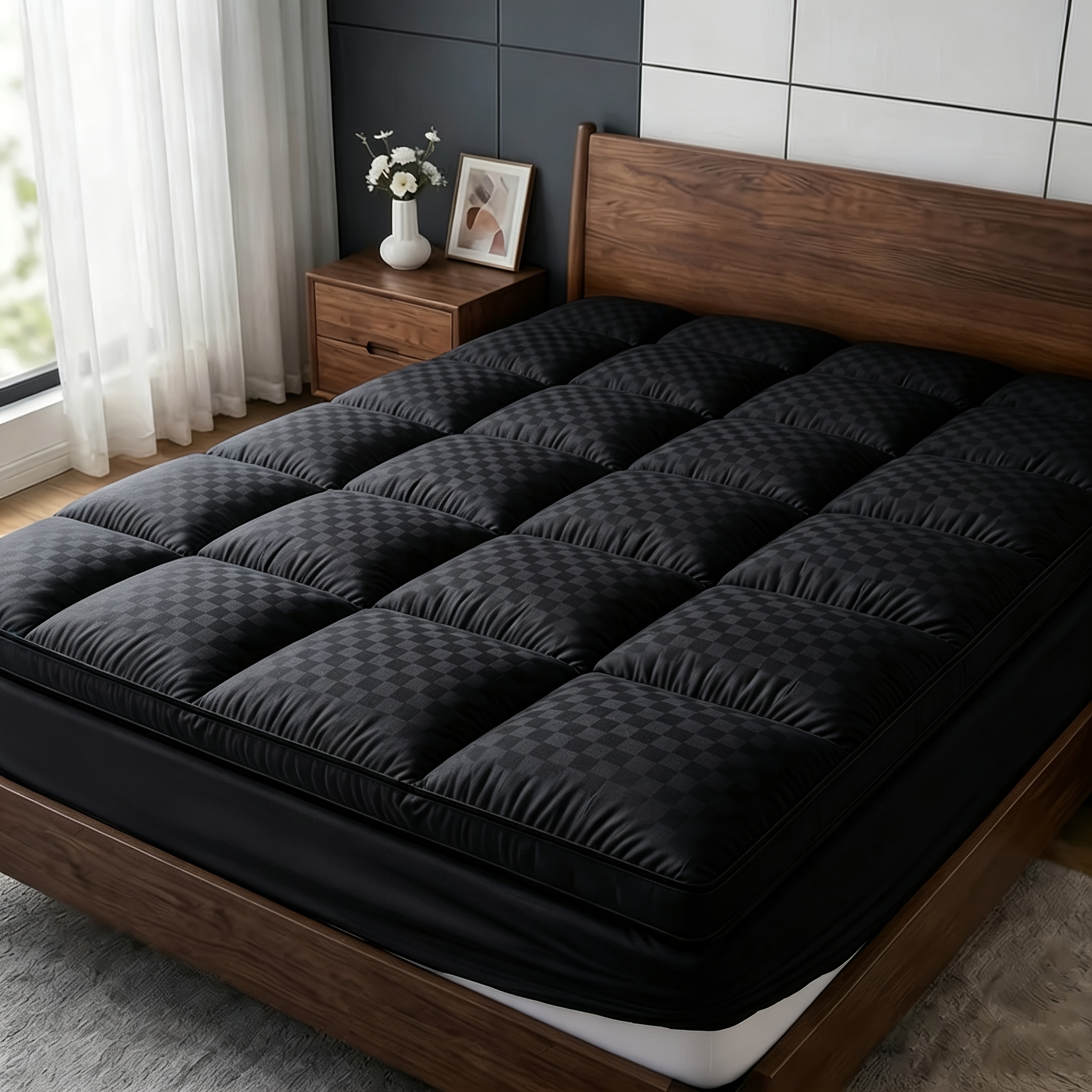 TEMU 1pc Soft And Breathable Mattress Cover/floor Mat/tatami Mat, With Elastic Straps, Microfiber Filling, Suitable For , Suitable For Bedrooms,