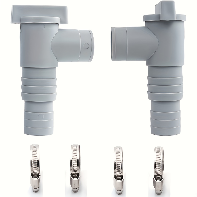 E-shop Pool-Absperrventil-Set, enthält 2 + 4 Rohrschellen, aus strapazierfähigem PVC-Material, mit 32-mm-Gewinde-Schlauchanschlüssen, gewährleistet