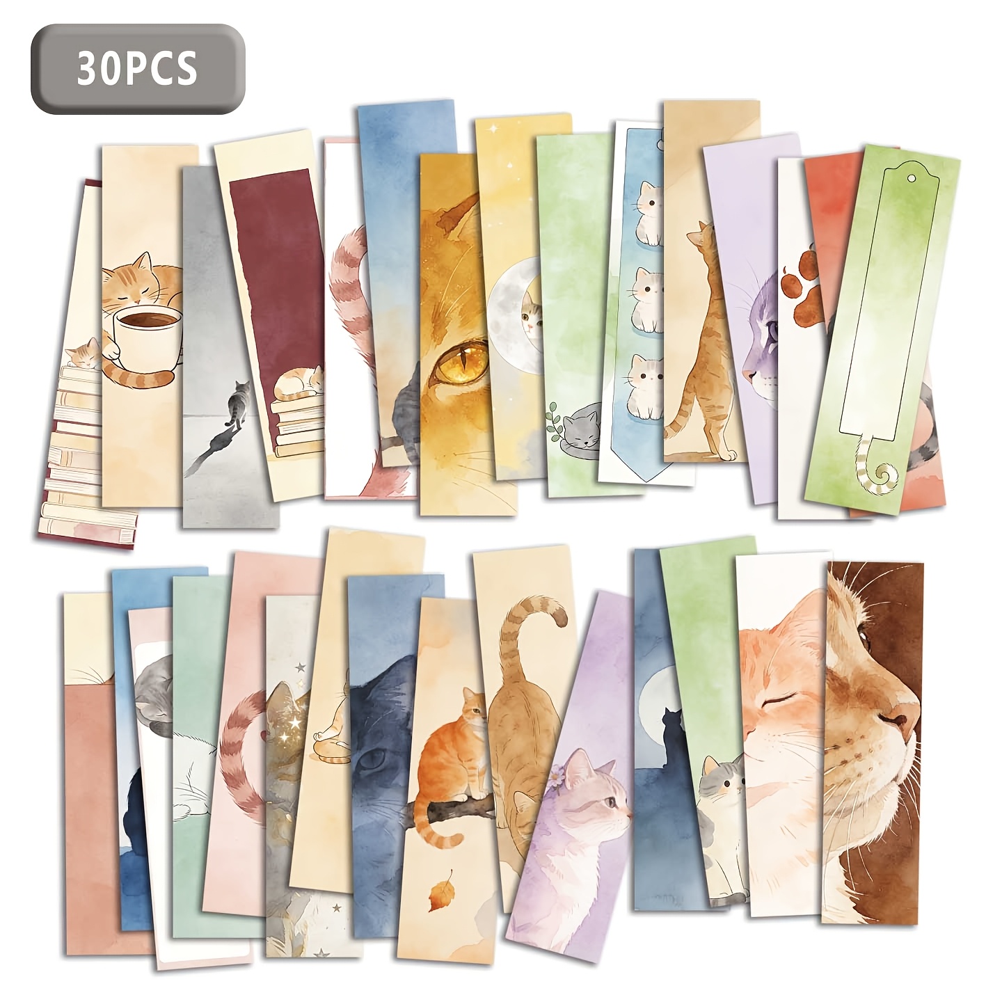 TEMU 30pcs Watercolor Kitten Printed Bookmarks, Holiday Gifts, Decorations, And Reading Tags. An Ideal Gift For Writers, Book Lovers, , And Teachers