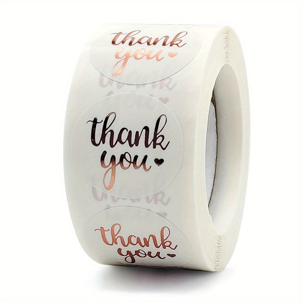 

500 Pieces 1 Inch Golden Foil Wedding Thank You Stickers - White Paper Labels For Gift Packaging