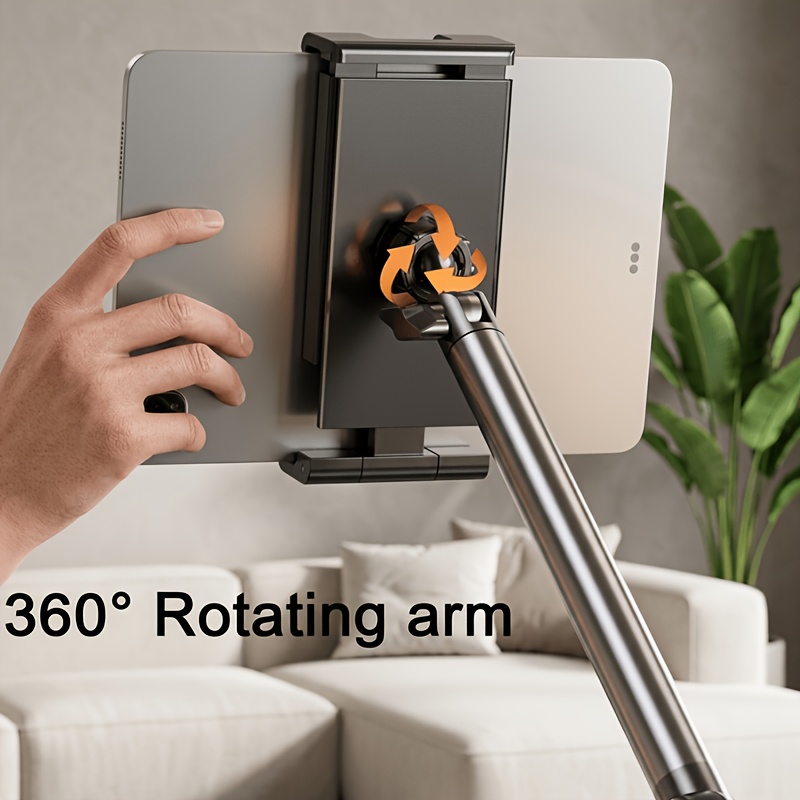 supporto a   girevole a 360° per uso   con morsetto e   regolabile a 3 assi - compatibile con ipad pro/smartphone/tablet, morsetto da comodino/scrivania   per letto o scrivania, supporto per tablet per leggere, guardare, giocare Dettagli dell'articolo 5