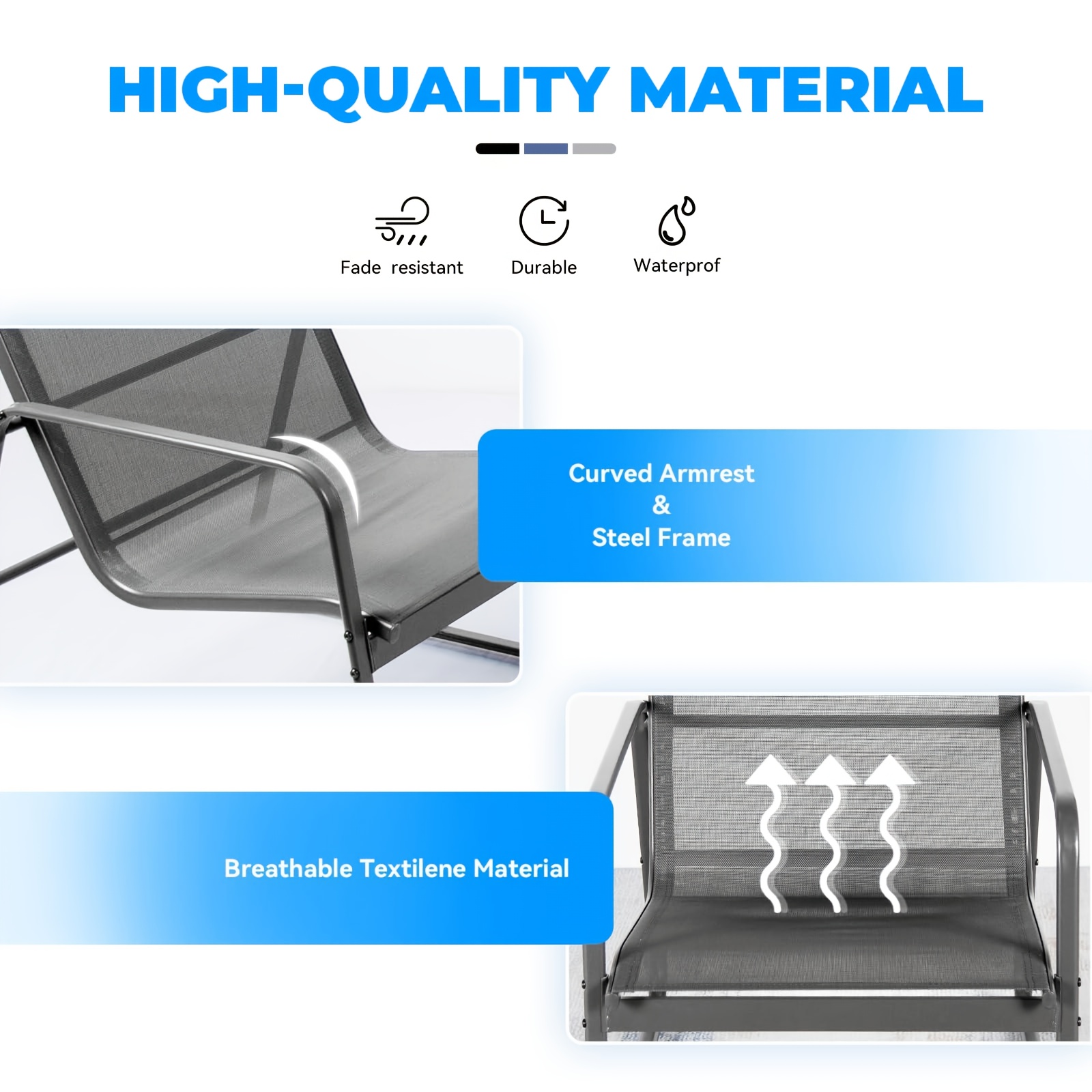 Patio Furniture Outdoor, Outdoor Patio Furniture Set Poolside Lawn Chairs Tempered Glass Coffee Table Garden Conversation Sets Loveseat Porch Textilene Fabric Black Or Grey (4 Pieces )