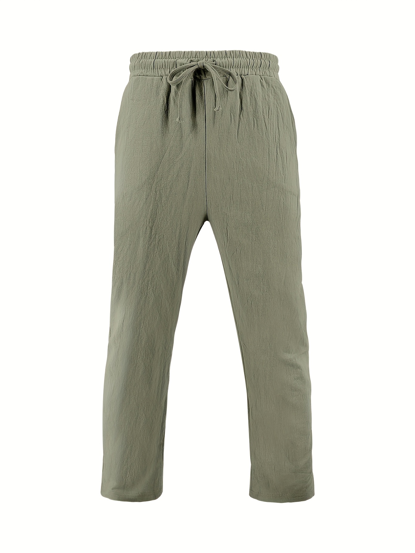 Men'S Summer Linen Casual Short Sleeve Shirt And Loose Beach Long Pants Set