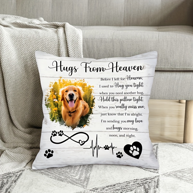 

1pc Custom Pet Memorial Throw Pillow Cover, Contemporary Style, Linen Fabric, Double-sided Print With Heartfelt Sympathy Message & Paw Pattern, Hand Wash, Zipper Closure - 18x18 Inch (no Insert)