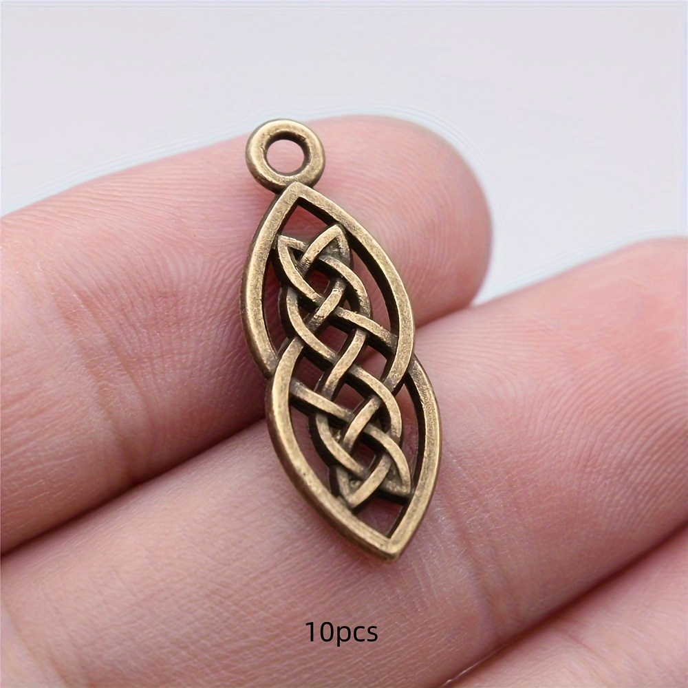 10pcs Vintage Irish Knot Charms, 10x26mm Alloy Geometric Pendants For Making And Crafts