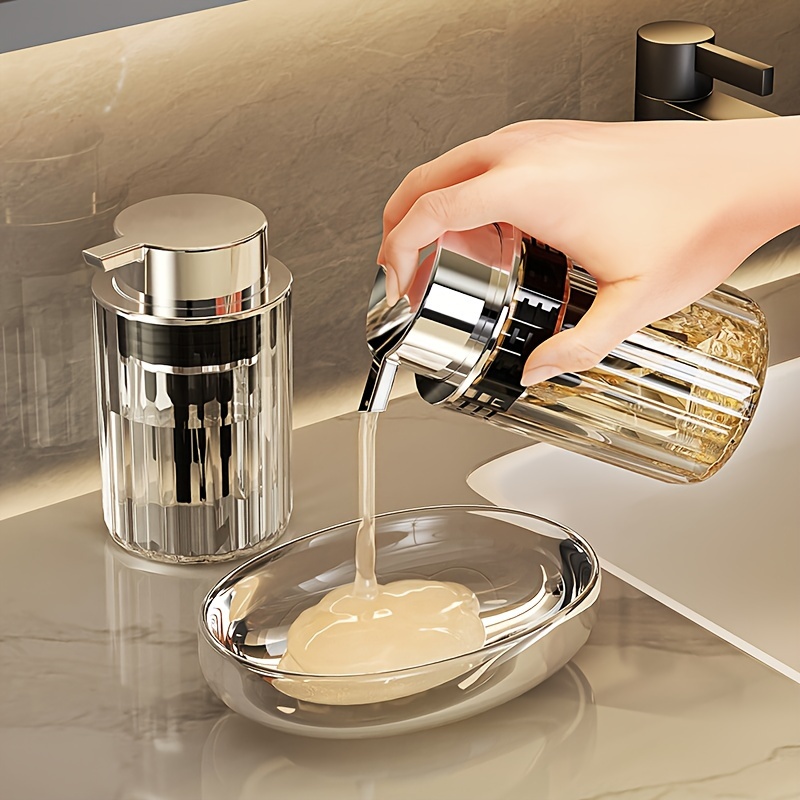 

1pc Luxury Bathroom Soap Dispenser, Large Mouth Foam Pump Bottle, Clear Plastic Kitchen Detergent Foaming Container