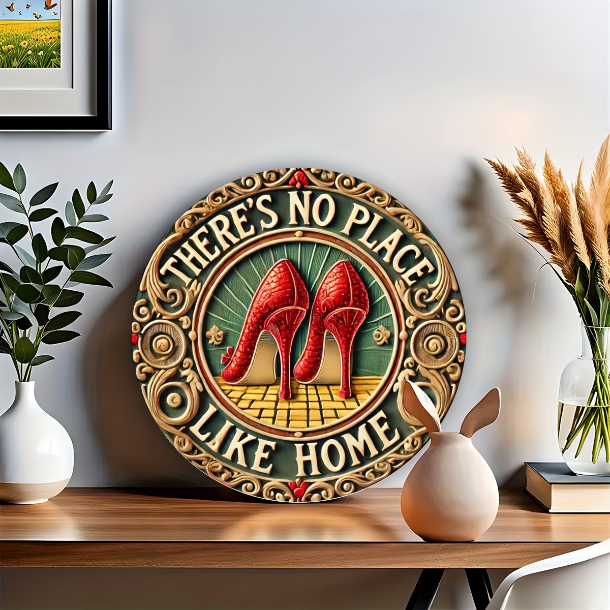 

1pc Vintage "" Red Stiletto Heels Metal Wall Art, 8x8inch Iron Decorative Sign, Home Decor Poster, No Electricity Needed, Featherless