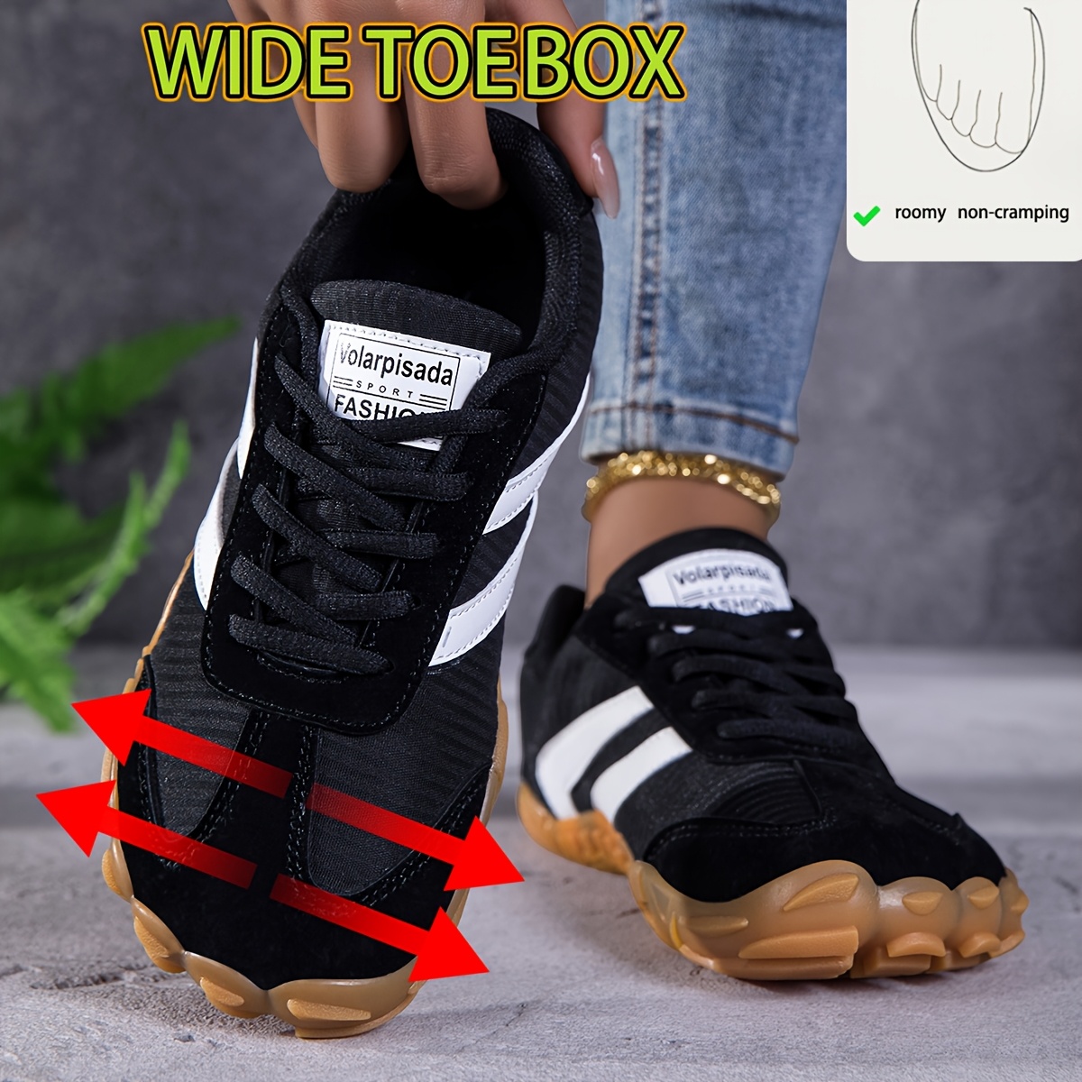 Women's Wide Last Sports Shoes, Lightweight and Breathable