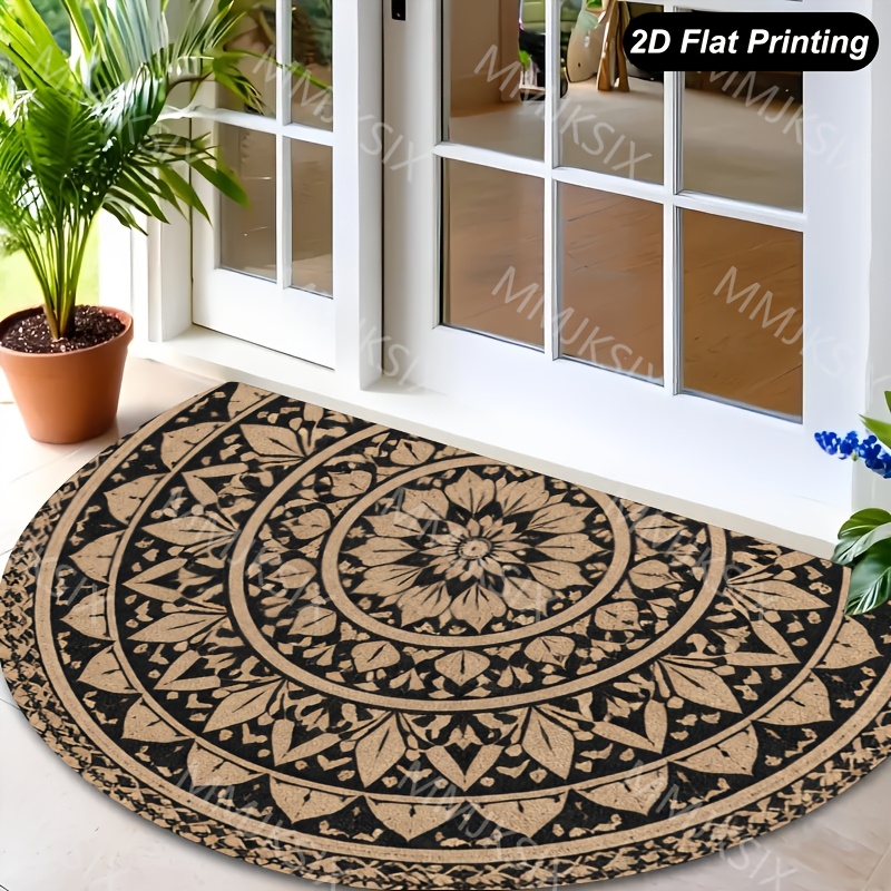 TEMU 1pc Black Pattern Semicircular Doormat Welcome Door Mat For Bathroom, Entrance, Hallway, Kitchen, Indoor Outdoor Home Decor By0326cxf48
