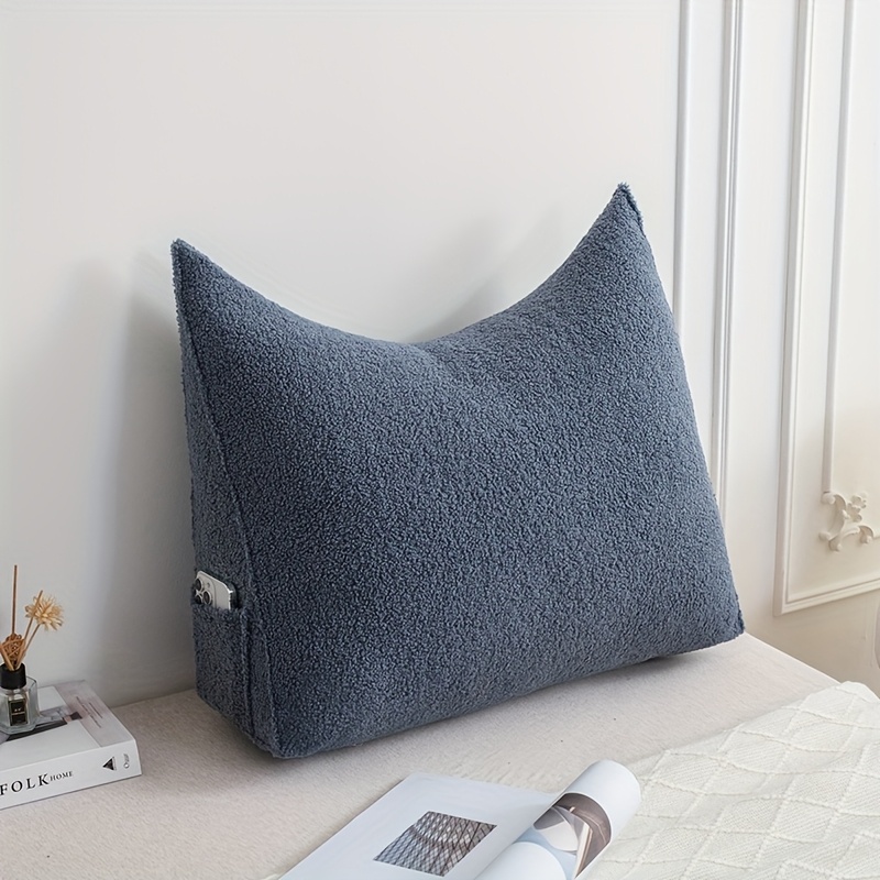 1pc   adult teddy velvet triangular backrest pillow hand washable multipurpose reading cushion with zipper closure   woven polyester fabric no battery needed 300 350g details 5