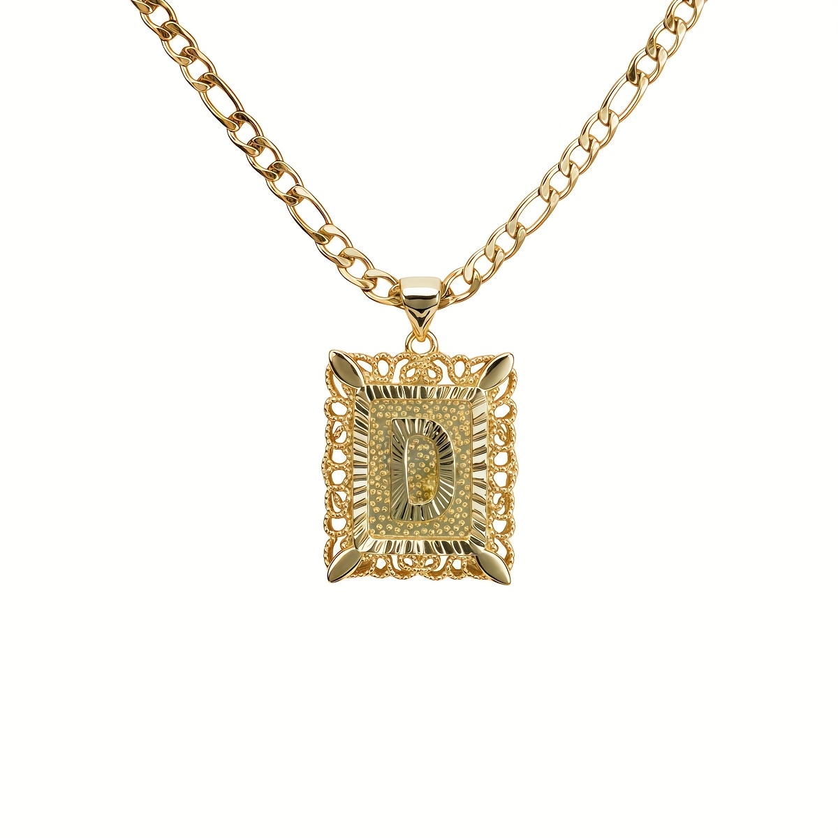 TEMU 1pc 14k Gold Plated 14k Gold Plated Plated 14k Gold Plated 14k Gold Plated Plated Plated Square A-z Letter Pendant Necklace - Vintage