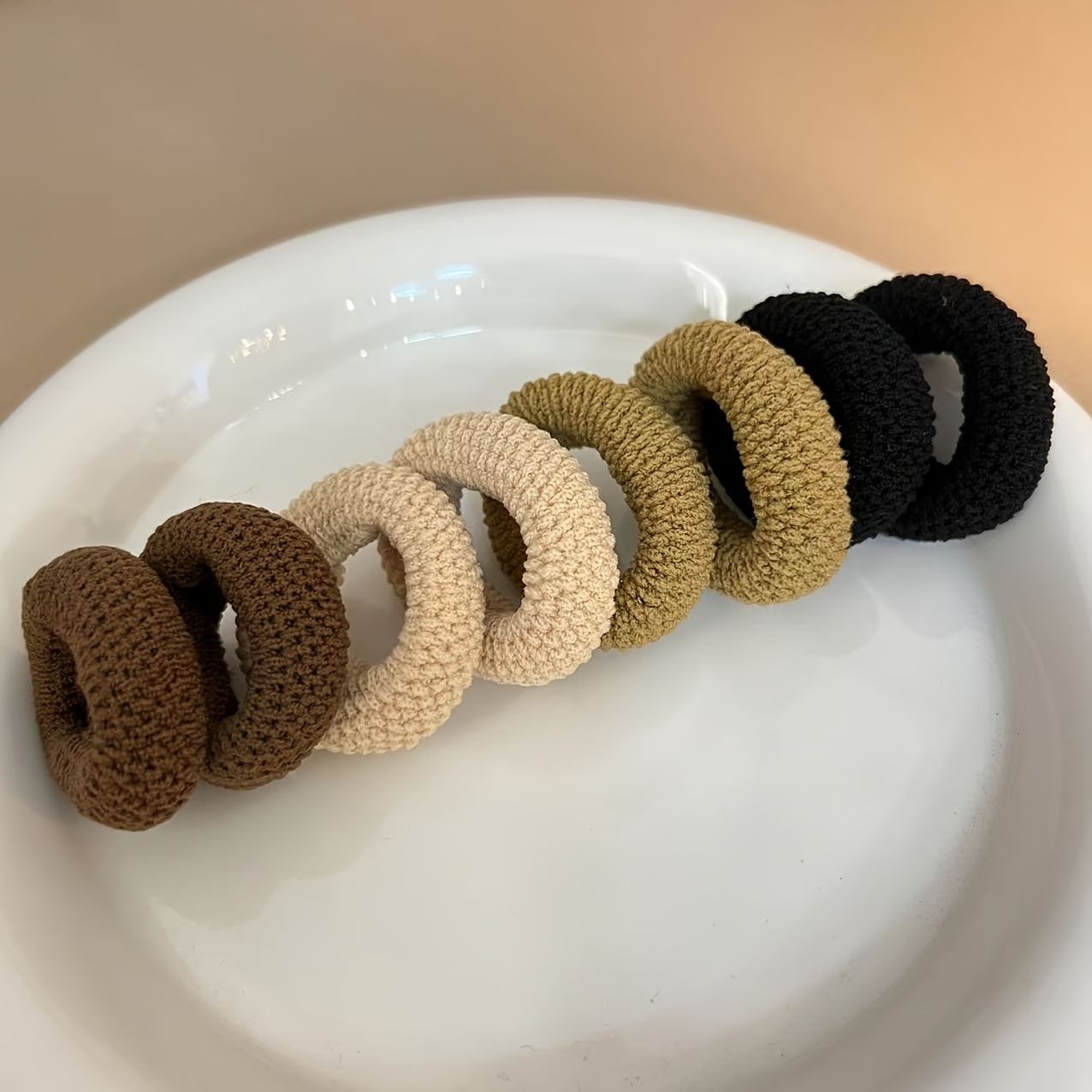 TEMU 8pcs High-quality Women's Elastic Hairbands - Durable Rubber Bands, : Beige, Coffee, Khaki, Black | Suitable For Daily Use, Workouts, | Hair,