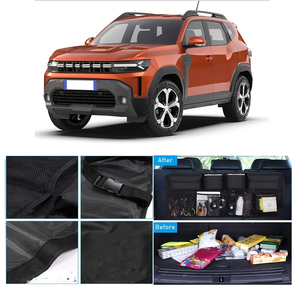 E-shop Für Duster für /Stepway/ Jogger 2010-2025 2026 Kofferraum-Organizer Auto-Aufbewahrungstasche Kofferraumtasche für Auto mit starker elastischer