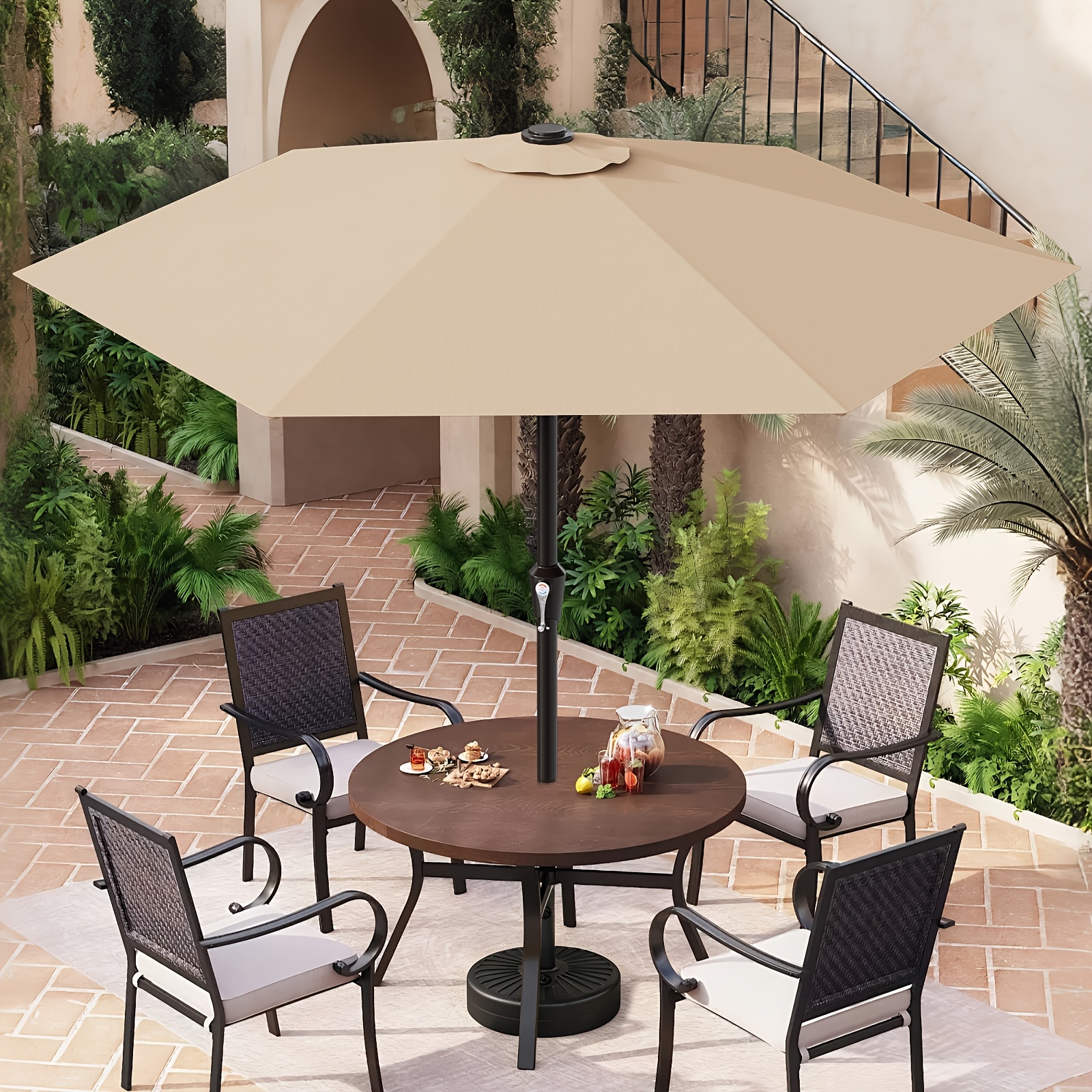 9FT Outdoor Patio Umbrella, Market Table Umbrella with Crank & 6 Sturdy Ribs, UV Protection Windproof, Pool Umbrella Perfect for Deck, Backyard, Lawn And Garden