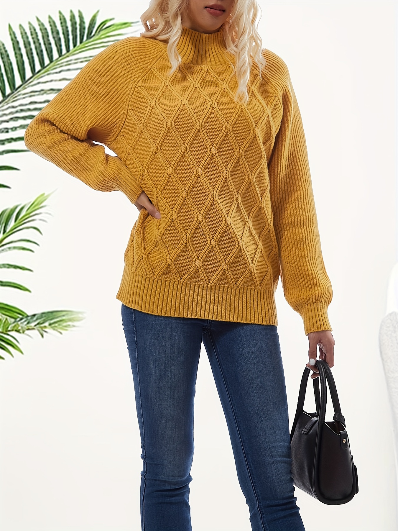 Boohoo Fine Knit Roll Neck Jumper High Neck Sweater Mustard