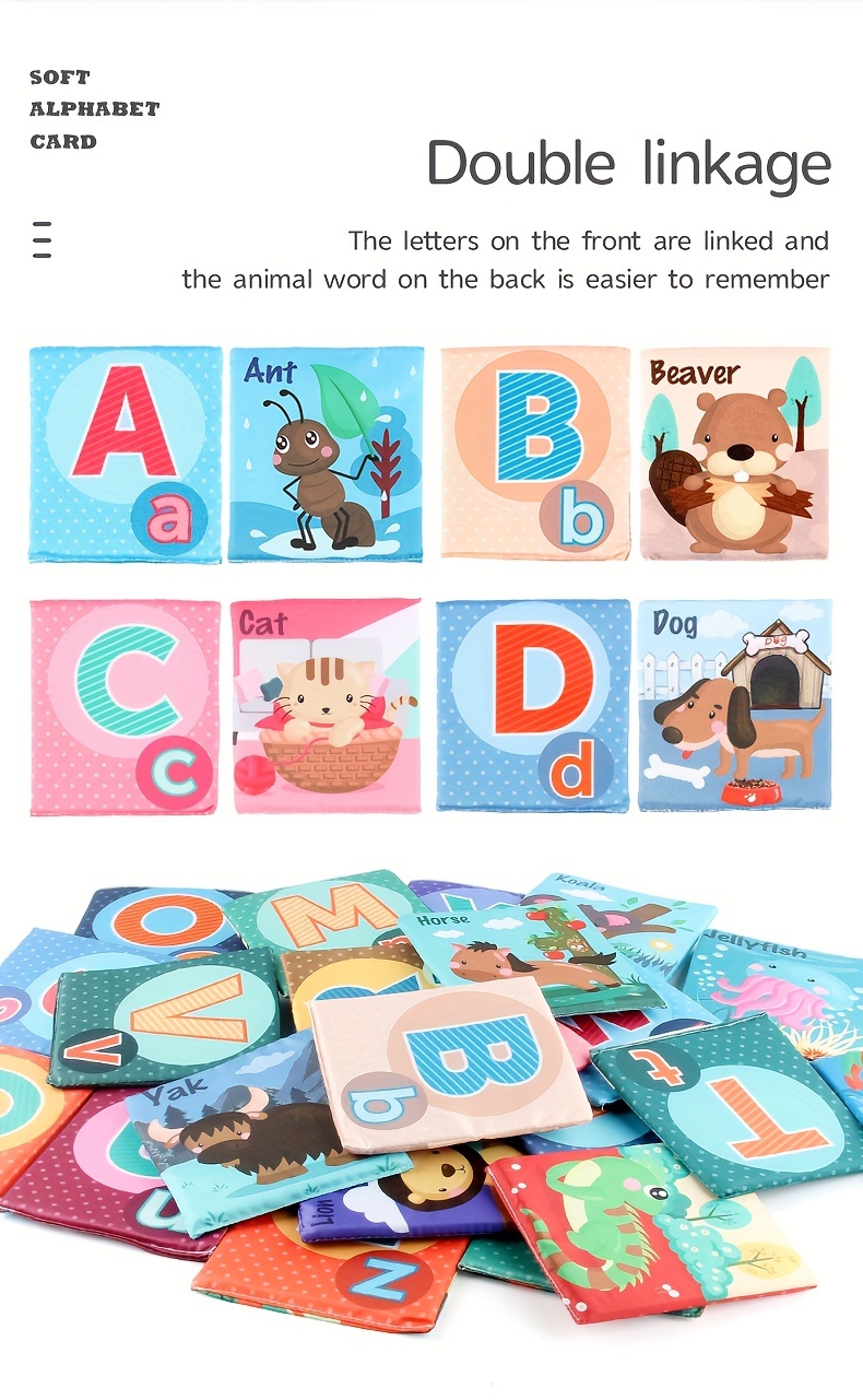 26pcs early education cognitive card cloth books soft animal letter color number learning toys suitable for children as gift details 3