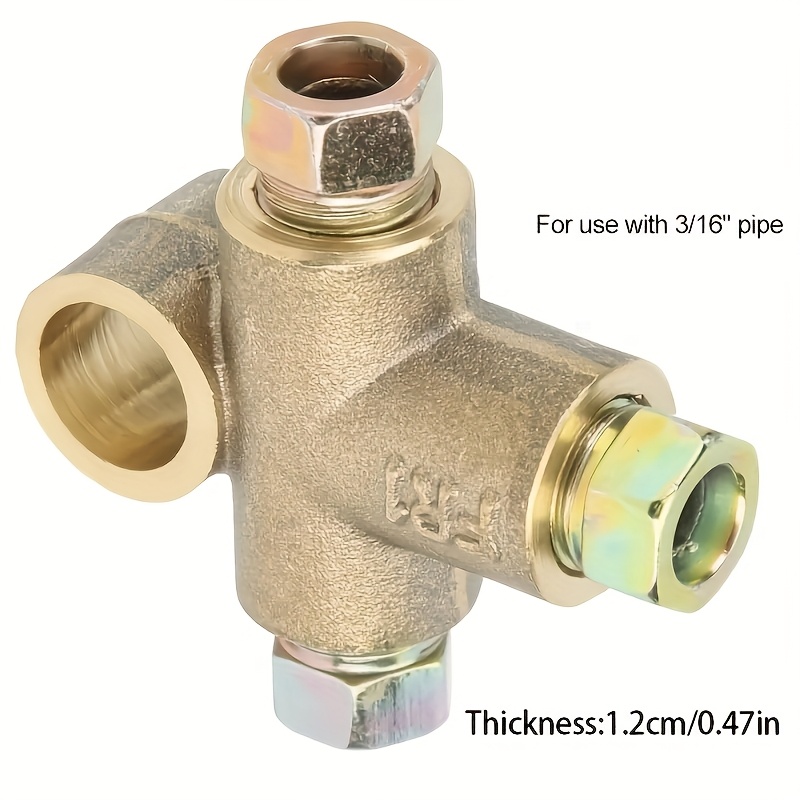 1pc Automotive 3-way T-type Brake Hose Fitting With 3 External Threaded Nuts, Connector